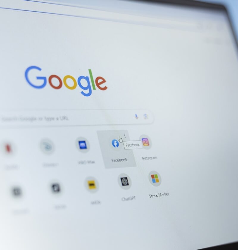 Google sökning på laptop
